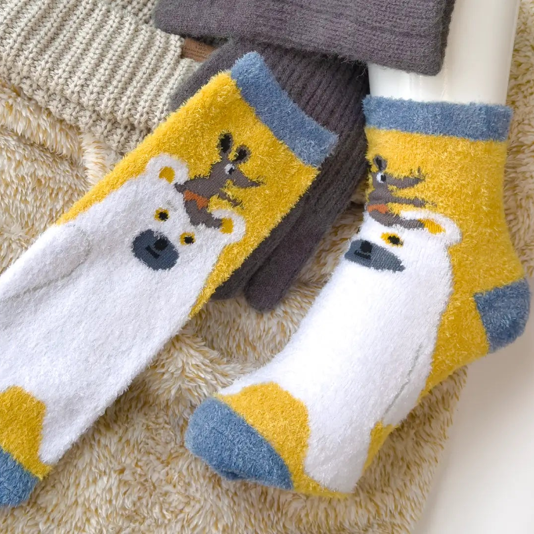 ルームソックス レディース/しろくまとねずみ【しろくまのパンツ】【絵本のくつした】