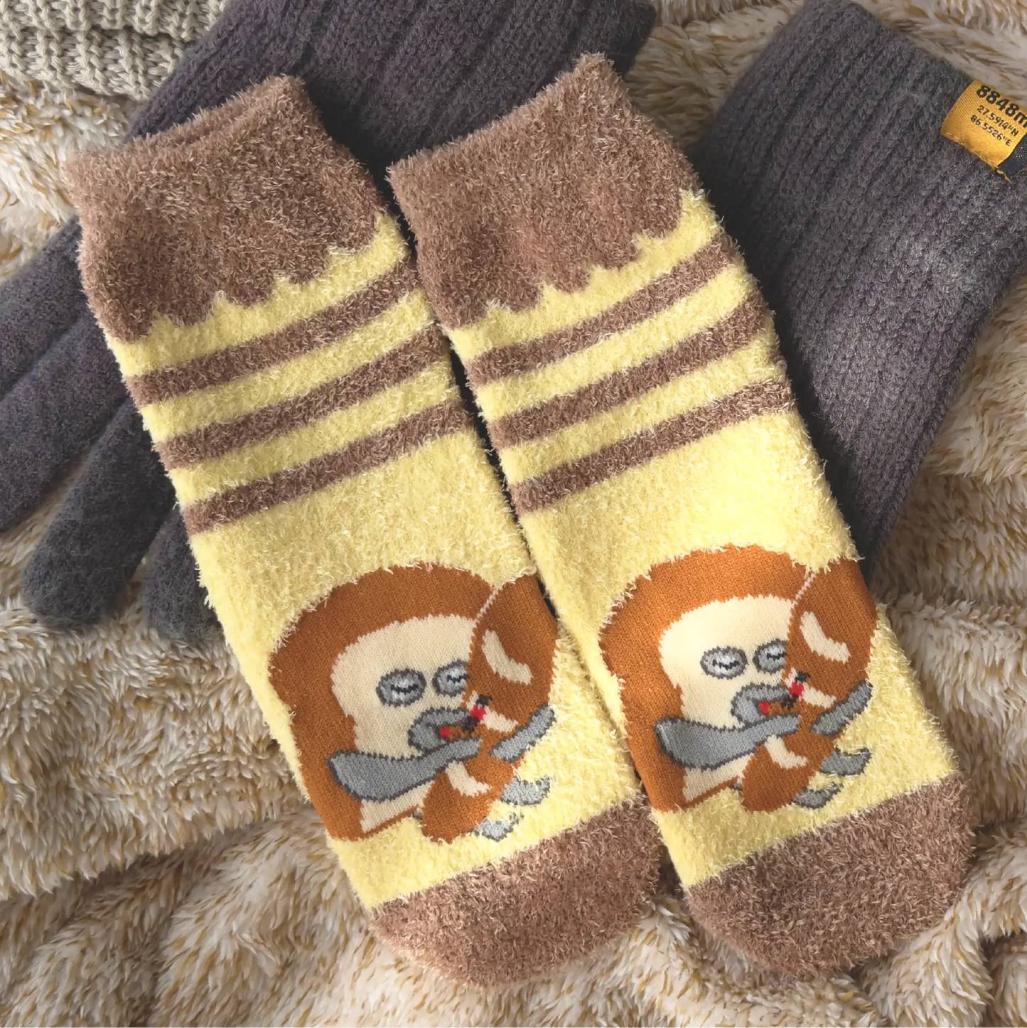 ルームソックス レディース/ストライプ【パンどろぼう】【絵本のくつした】