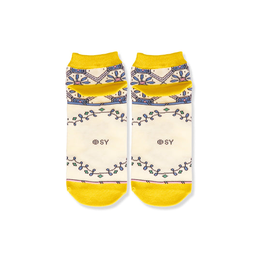 靴下 レディース/イエロー【かみはこんなに くちゃくちゃだけど】【絵本のくつした】