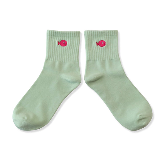 靴下 レディース/ペールグリーン きんぎょ 【きんぎょがにげた】【絵本のくつした】