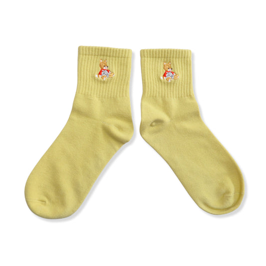 靴下 レディース/マスタード おすわり 【こんとあき】【絵本のくつした】