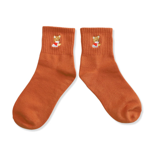 靴下 レディース/ビターオレンジ みっけ 【こんとあき】【絵本のくつした】