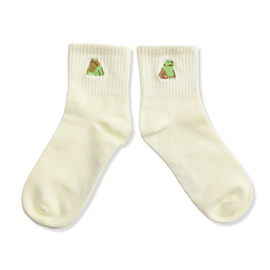 靴下 レディース/アイボリー ふたりはいっしょ 【がまくんとかえるくん】【絵本のくつした】