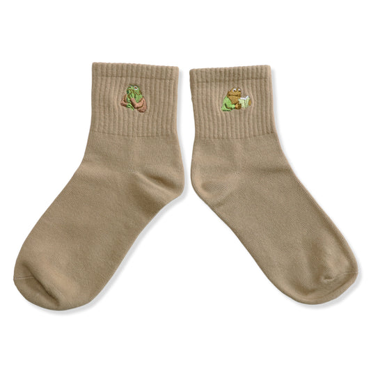 靴下 レディース/ライトブラウン ふたりはともだち 【がまくんとかえるくん】【絵本のくつした】