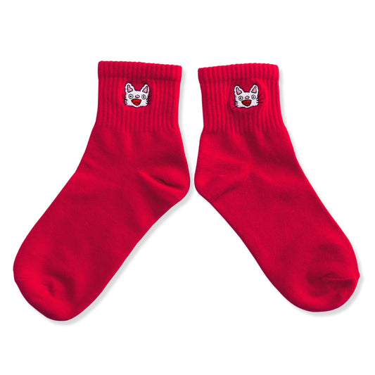 靴下 レディース/ブライトレッド にっこり 【ノンタン】【絵本のくつした】