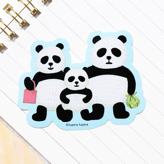 ステッカー かぞく ブルー【パンダ銭湯】【絵本のステッカー】