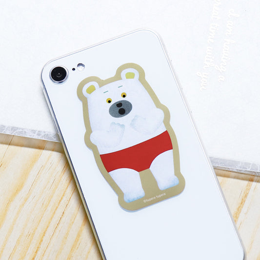 ステッカー 赤いパンツ ベージュ【しろくまのパンツ】【絵本のステッカー】