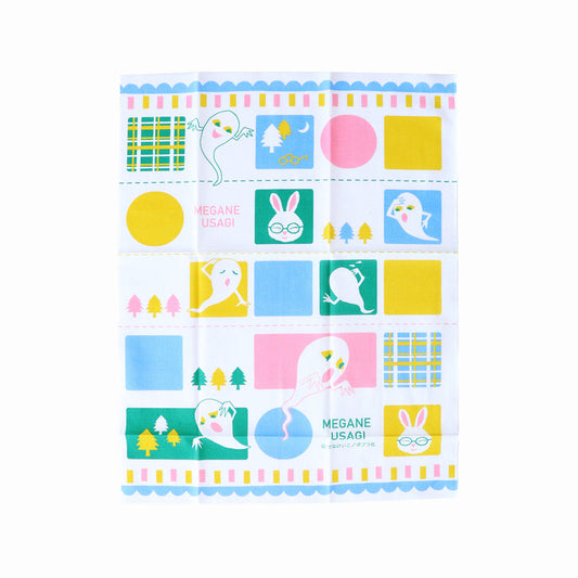 【絵本のはんぶんてぬぐい】ブロック【めがねうさぎ】