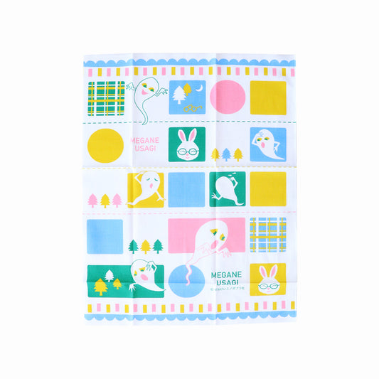 【絵本のはんぶんてぬぐい】ブロック【めがねうさぎ】