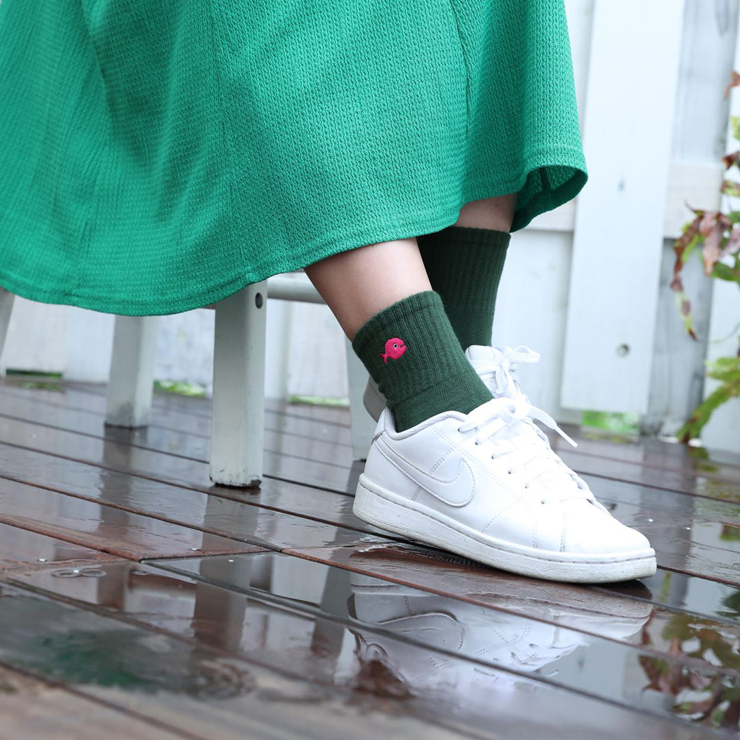 靴下 レディース/AWグリーン きんぎょ 【きんぎょがにげた】【絵本のくつした】