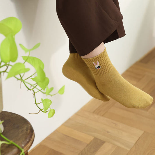 靴下 レディース/AWイエロー めがね 【おばけのてんぷら】【絵本のくつした】