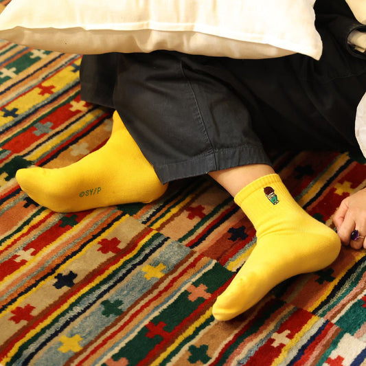 靴下 レディース/AWイエロー もれたろう 【おしっこちょっぴりもれたろう】【絵本のくつした】