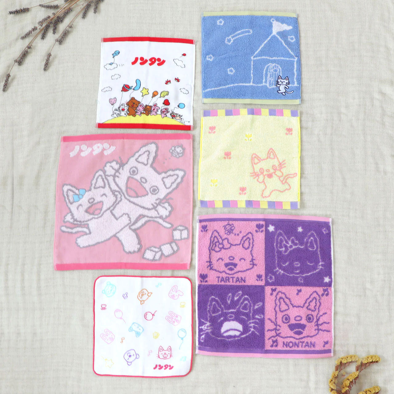 ウォッシュタオル 4コマピンク【ノンタン】