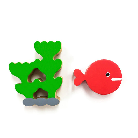 【絵本のつみき】2P きんぎょと水草 (きんぎょがにげた)