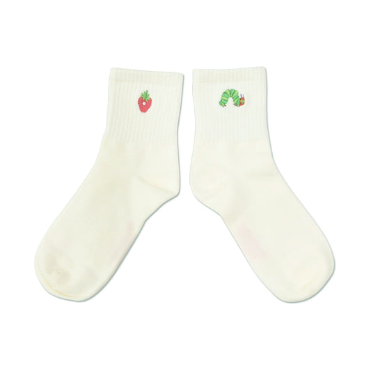 靴下 レディース/ホワイト いちご 【はらぺこあおむし】【絵本のくつした】