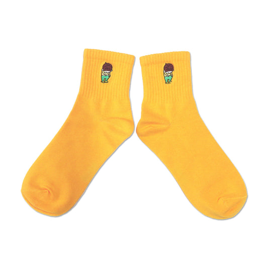 靴下 レディース/AWイエロー もれたろう 【おしっこちょっぴりもれたろう】【絵本のくつした】