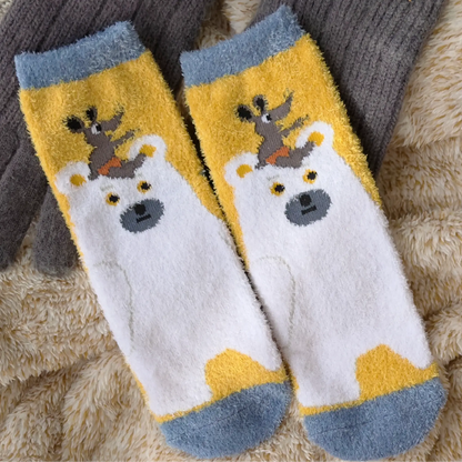 ルームソックス　レディース／しろくまとねずみ【しろくまのパンツ】【絵本のくつした】