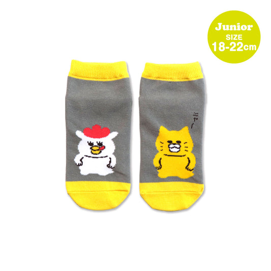 靴下　ジュニア／グレー【ノラネコぐんだん】【絵本のくつした】