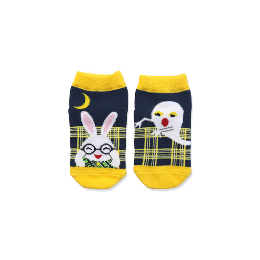 靴下　キッズ／よぞらとチェック【めがねうさぎ】【絵本のくつした】