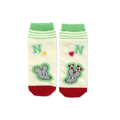 靴下　レディース／アップリケ【ねずみくんのチョッキ】【絵本のくつした】