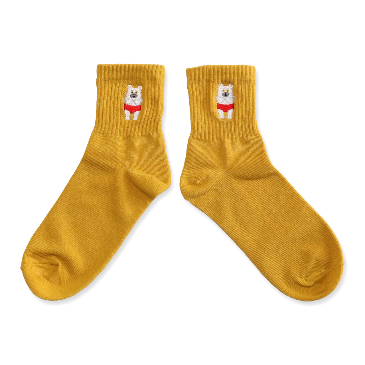 靴下 レディース／イエローゴールド しろくま【しろくまのパンツ】【絵本のくつした】