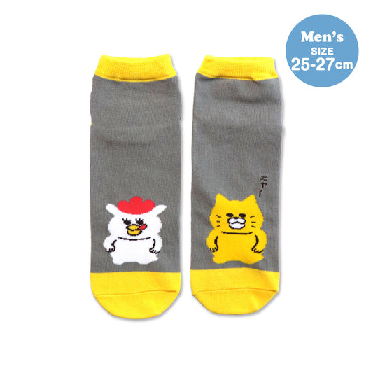 靴下　メンズ／グレー【ノラネコくんだん】【絵本のくつした】