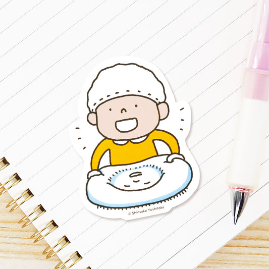 ステッカー　かおをあげて　ホワイト【こねて のばして】【絵本のステッカー】