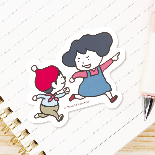 ステッカー　ふたり　ホワイト【メメンとモリ】【絵本のステッカー】