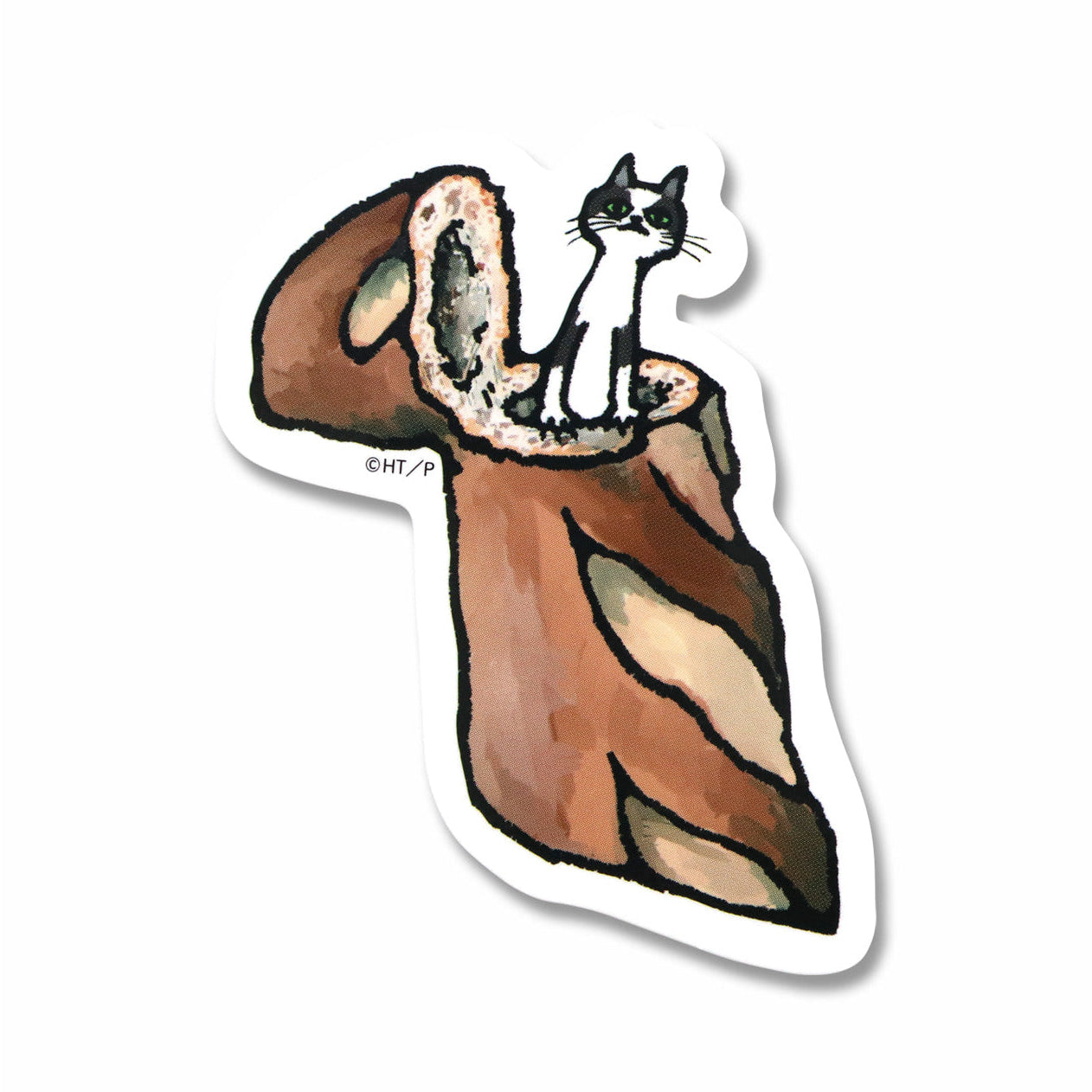 絵本のステッカー】フランスパン ホワイト【ねこいる!】【たなかひかる