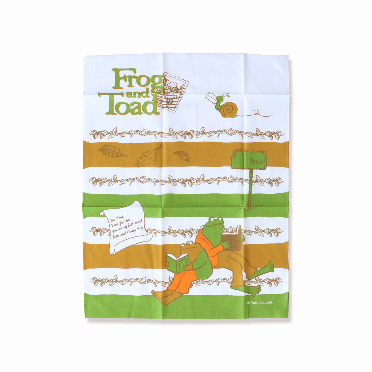【絵本のはんぶんてぬぐい】リーフストライプ【がまくんとかえるくん】