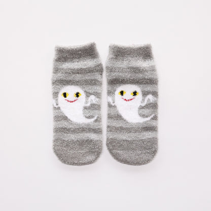 ルームソックス　レディース／グレーストライプ【ねないこだれだ】【絵本のくつした】【もこもこ靴下】