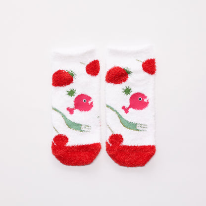 ルームソックス　レディース／くだもの【きんぎょがにげた】【絵本のくつした】【もこもこ靴下】