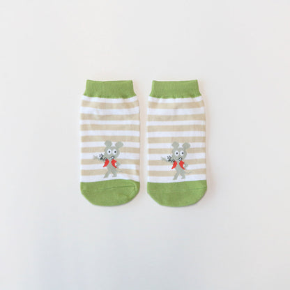 靴下 ジュニア／ストライプ【ねずみくんのチョッキ】【絵本のくつした】