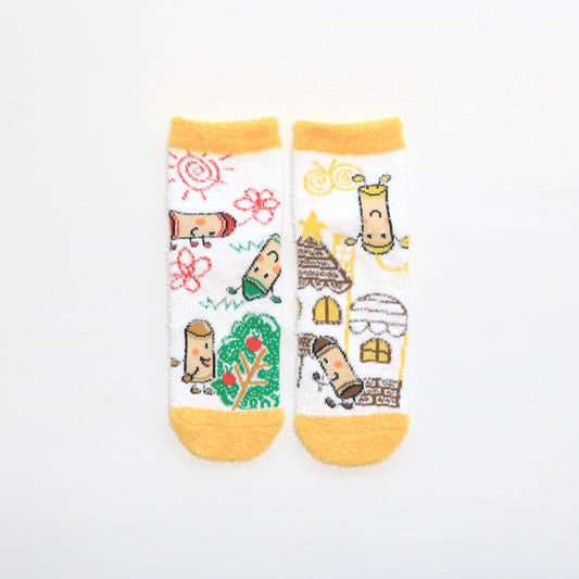 ルームソックス レディース／おえかき【くれよんくろくん】【絵本のくつした】