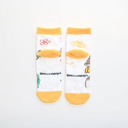 ルームソックス レディース／おえかき【くれよんのくろくん】【絵本のくつした】