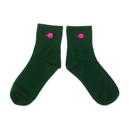 靴下　レディース／AWグリーン きんぎょ 【きんぎょがにげた】【絵本のくつした】