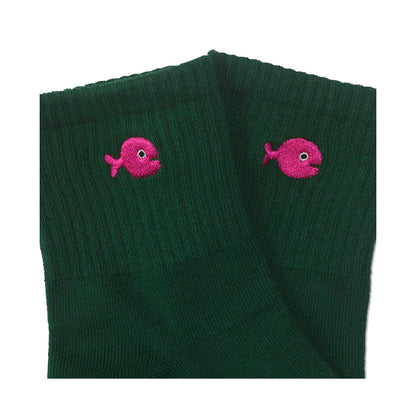 靴下　レディース／AWグリーン きんぎょ 【きんぎょがにげた】【絵本のくつした】