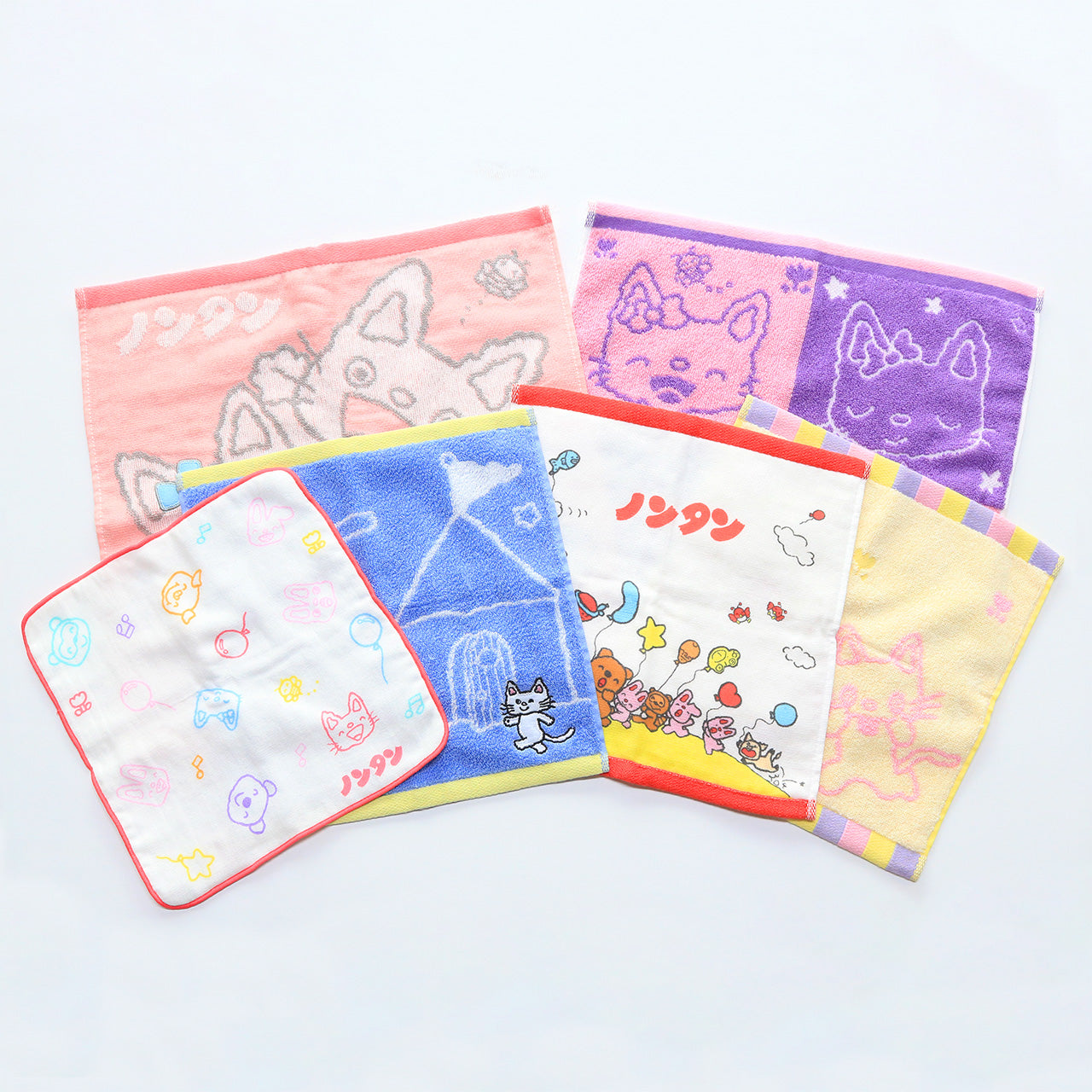 ウォッシュタオル 4コマピンク【ノンタン】