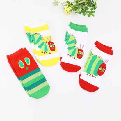 靴下　レディース／フェイス【はらぺこあおむし】【絵本のくつした】