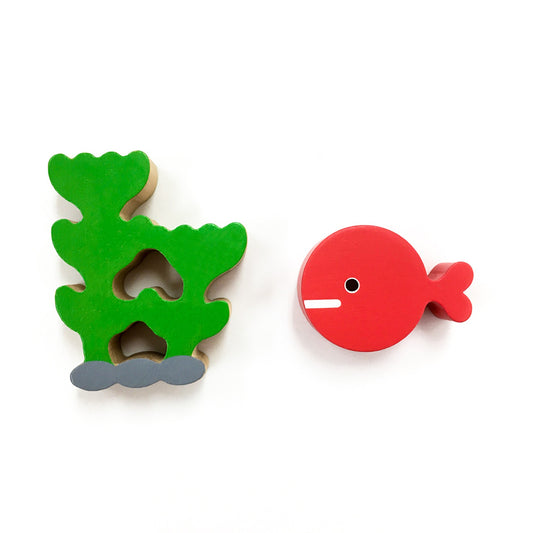 【絵本のつみき】2P きんぎょと水草 (きんぎょがにげた)